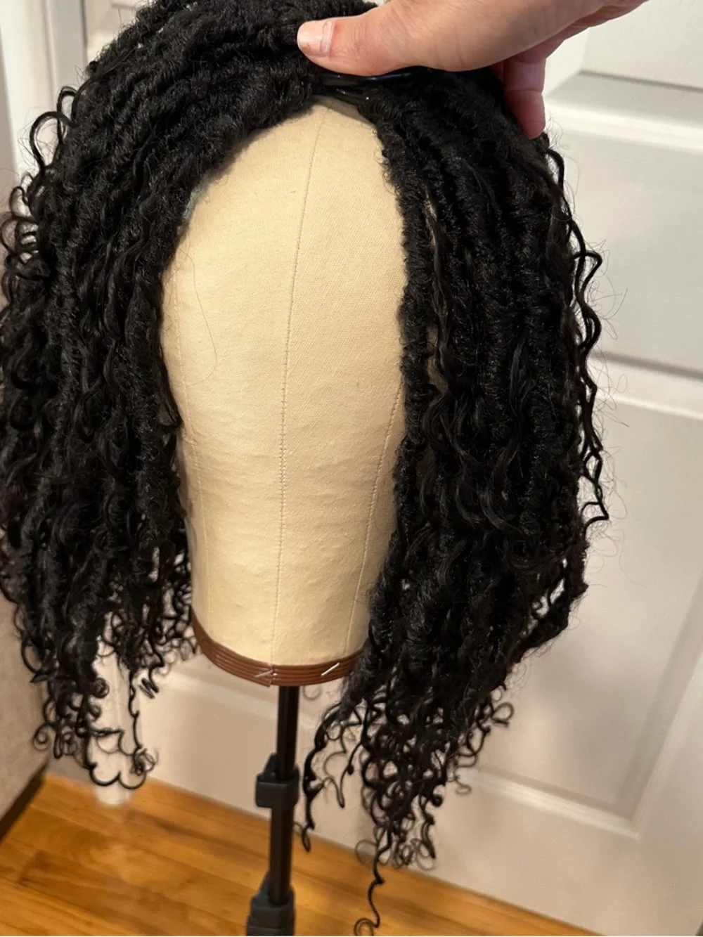 18” Boho Synthetic Faux Locs Crochet Hair with Human Hair Curls 80 Strands #TA1